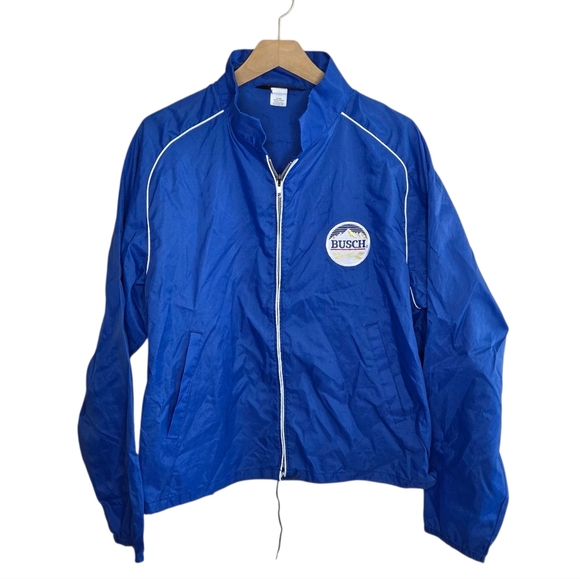 Vintage Anheuser Busch A & Eagle Collection Blue Busch Beer Windbreaker Jacket - Picture 6 of 6